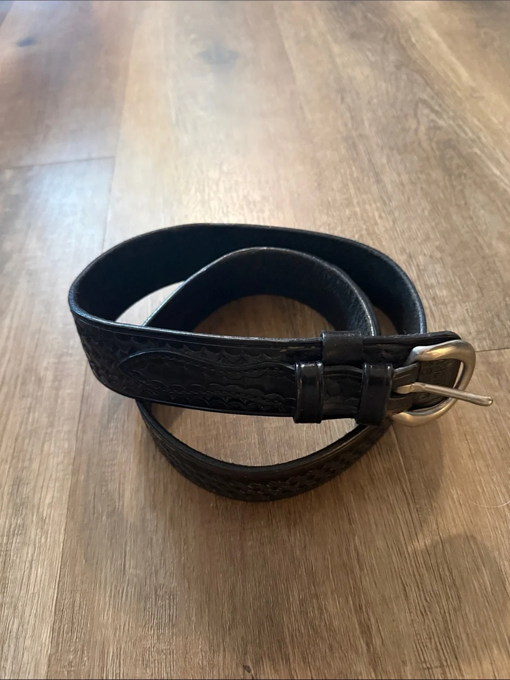 Bianchi Ranger Belt Black Leather Brass Buckle 36